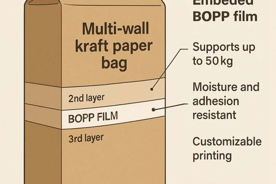 New Multi-Wall Kraft Paper Bag with Embedded BOPP Film: Moisture-Resistant, Durable & Customizable