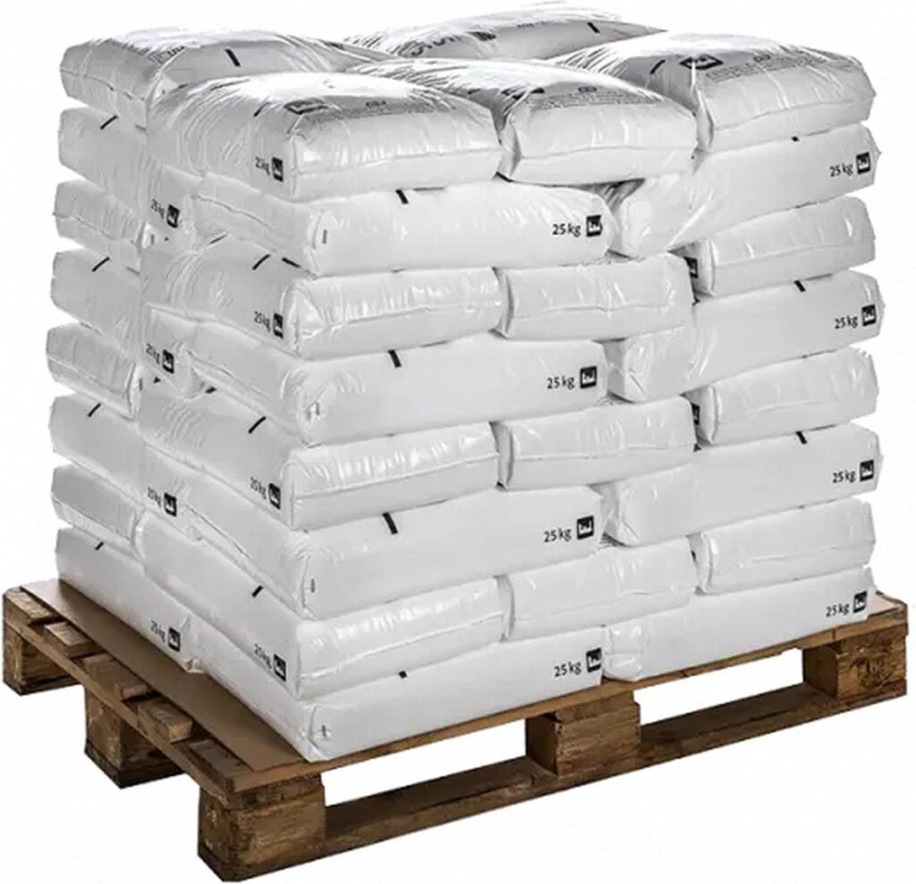 PE FFS bags stacked on pallet