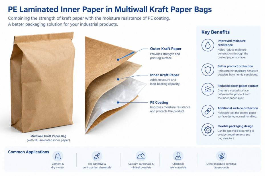 PE Laminated Inner Paper in Multiwall Kraft Paper Bags